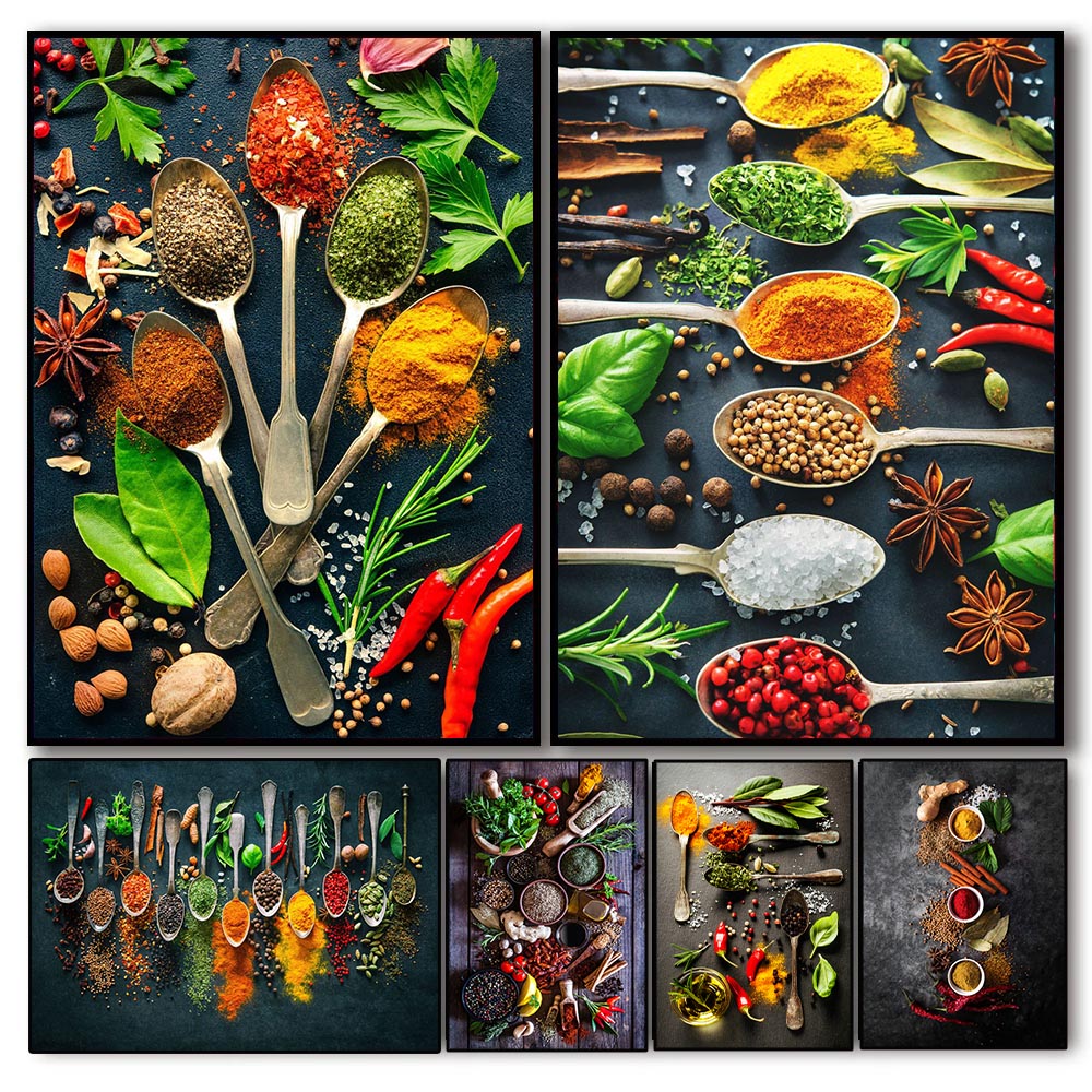 Home Cooking Oil - Quadro su Tela con Erbe e